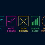 Dashboard of key crypto indicators (NUPL, MVRV, Hash Ribbons, funding rates, BTC dominance) for 2025 market analysis